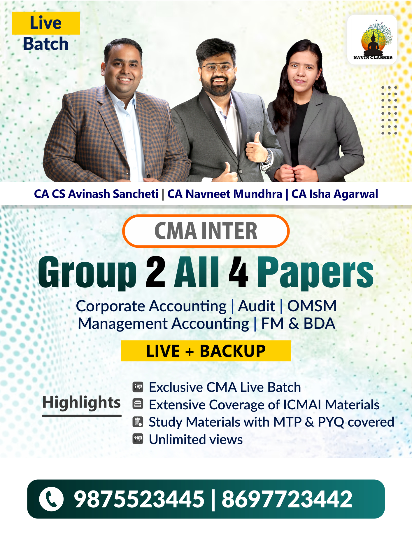 CMA Inter Group 2 All 4 Papers - Regular Batch